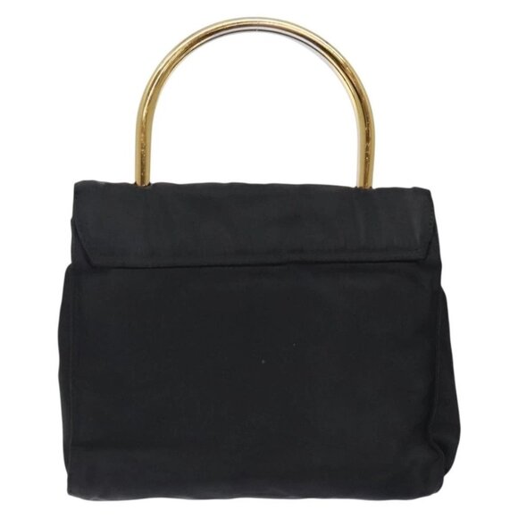 PRADA Hand Bag Nylon Black Gold Auth 131867 - Picture 2 of 16